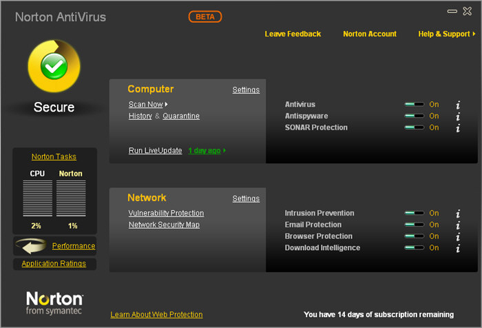 Norton Antivirus avis et test 2018