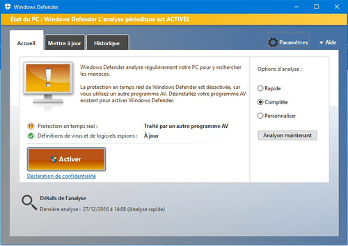 Que vaut la protection de Windows Defender ?